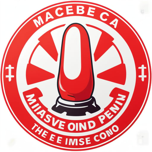 sticker design of a hazard sign with the text "Massive penis on board", cautionary style, red and white colors, flat colors, isolated on a white background