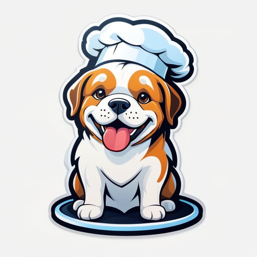 Dog cook in a white cap