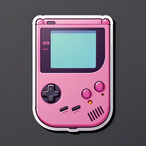 cute cartoon style sticker of pink gameboy with clean lines