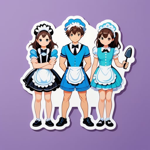 Showing teenagers in maid costumes, sexy men