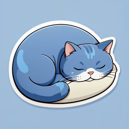 A sleeping English short blue cat, chubby