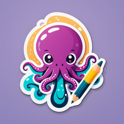 cute octopus with a pencil