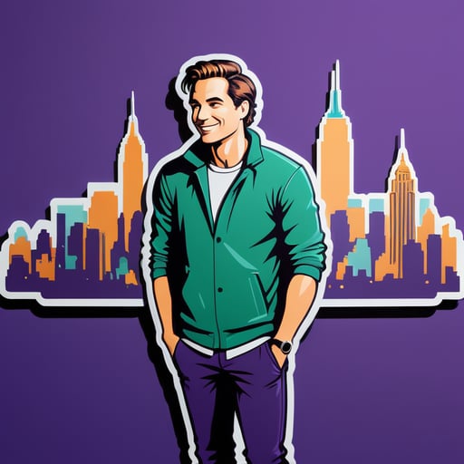 The guy on the backdrop of New York