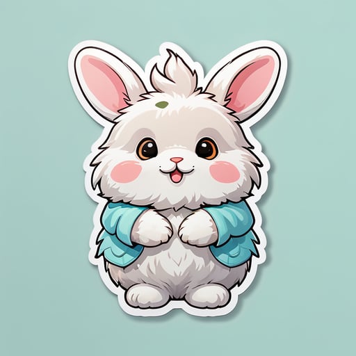 cute, fluffy realistic bunny sticker