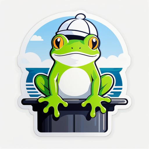 Frog-pier in a white cap