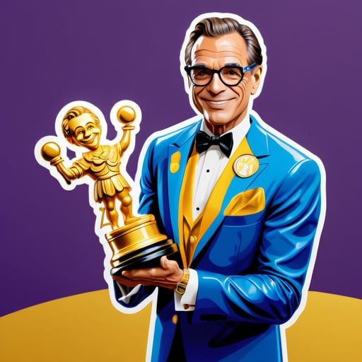 Leonard Di Caprice on Oscar Awards, in his hand the golden figurine of the clown on its stand says "Roma 2024"