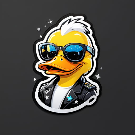 duck in cartoon-style sunglasses with side view like csgo glitter sticker