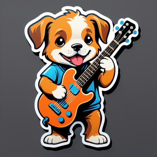 The dog plays the guitar