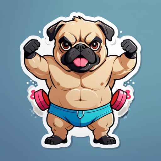 pug with a muscular torso and without panties