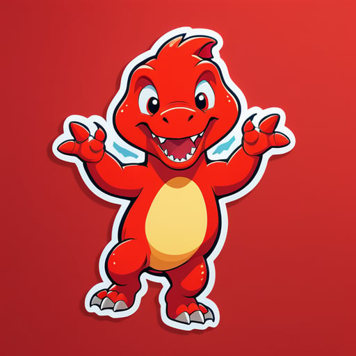 The kind red dinosaur is dancing