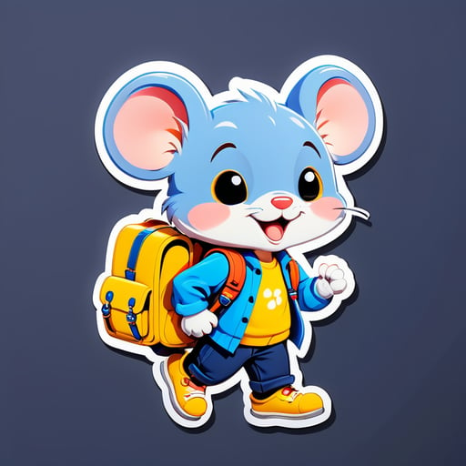 cute mouse is going to school