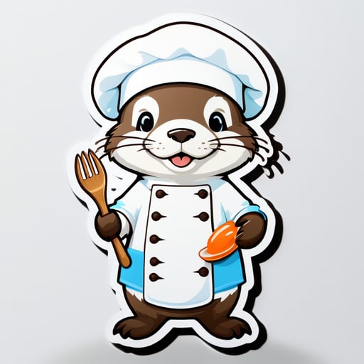 Otter cook in a white cap
