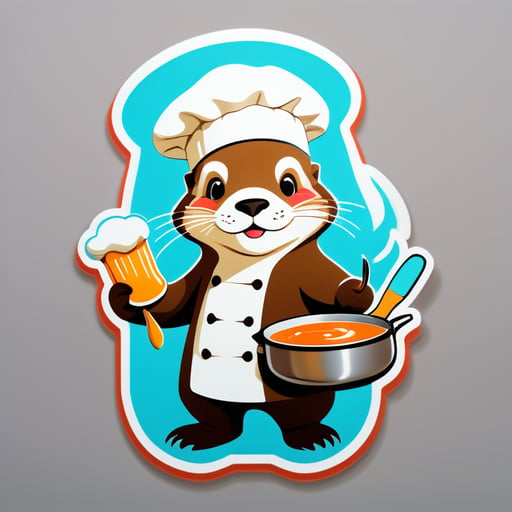 Otter cook in a cap