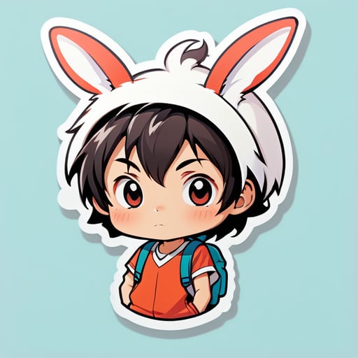A cute boy with rabbit ears, Japanese comic style