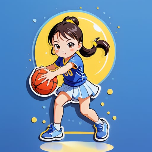 A little girl keeps Qi Liu Hai shooting the ball