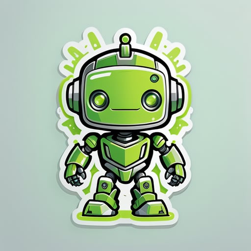 Design a Robot AI Mascot Sticker in Light Green and Gray Shades