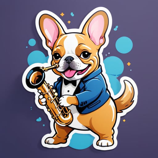 French bulldog playing the saxophone