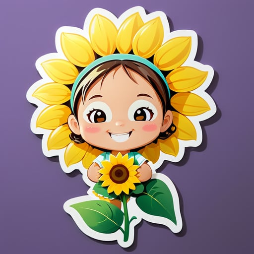A little girl holding a sunflower with a smile on her face