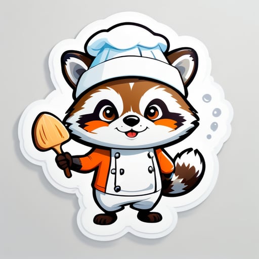 Raccoon cook in a white cap