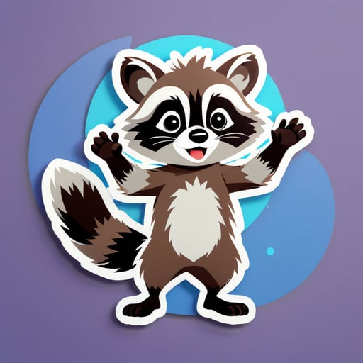 a racoon with his hand raised