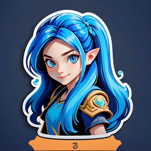girl dota 2 player streamer with long blue hair