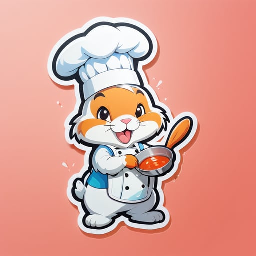 Rabbit cook in a white cap
