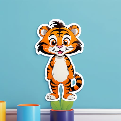This Is An Illustration Of Cartoon Portrait Funny Nursery Schetch  Drawn Tall Thin Funny tiger Like Creature
