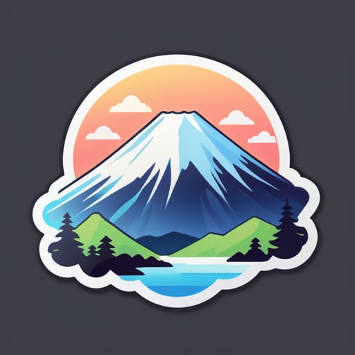 Generate a telegram style sticker of mount fuji