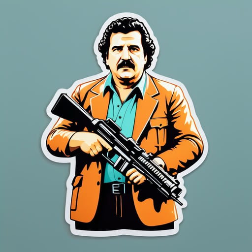 Pablo Escobar with machine guns