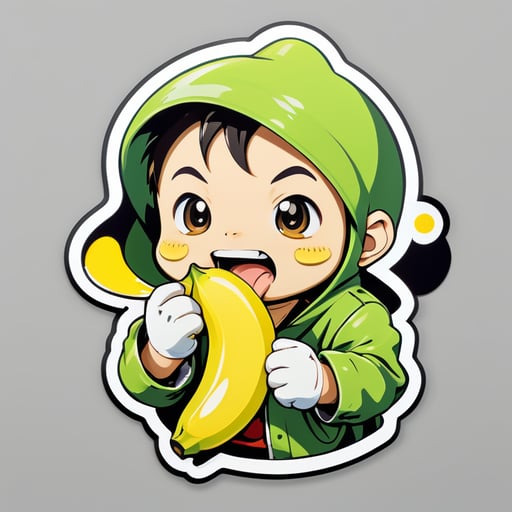 Makaku eats a banana