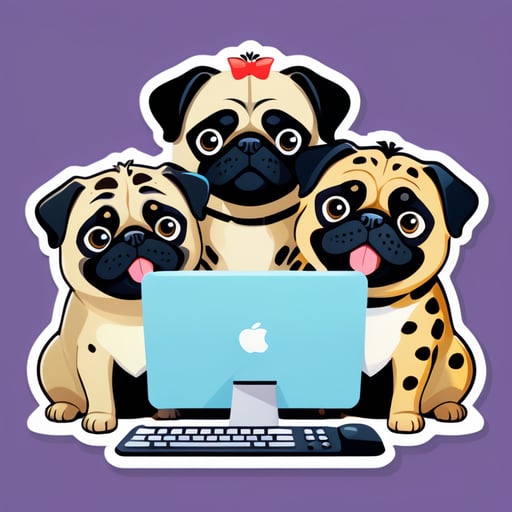 YouTubert mixture of pugs and a leopard at a computer table