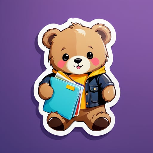 cute teddy bear with a portfolio