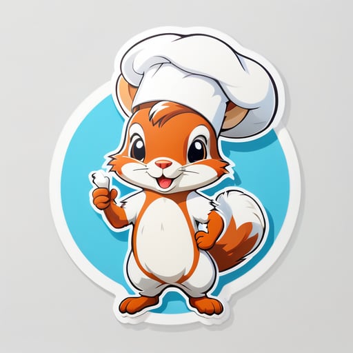 Squirrel cook in a white cap