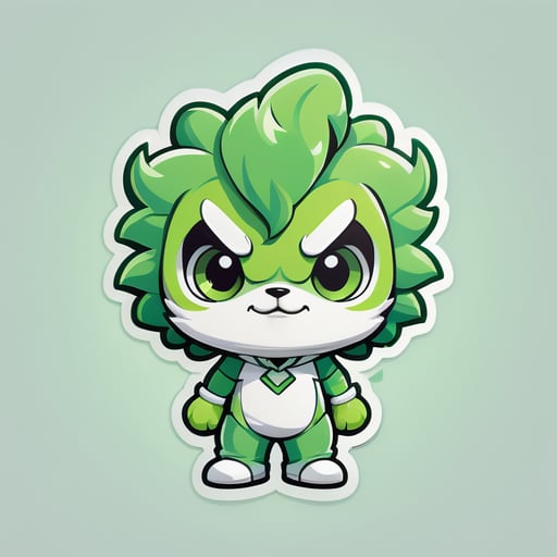 Design an AI Mascot Sticker in Light Green and Gray Shades