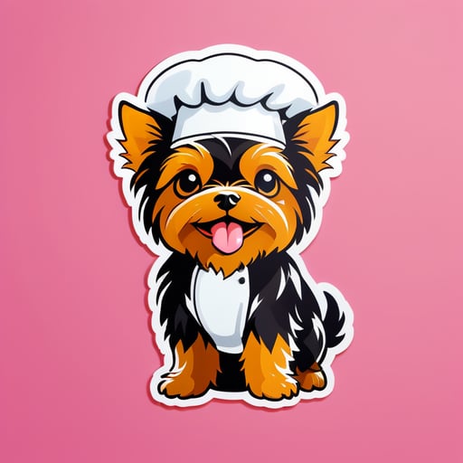 Yorkshire Terrier - A cook in a cap in the kitchen