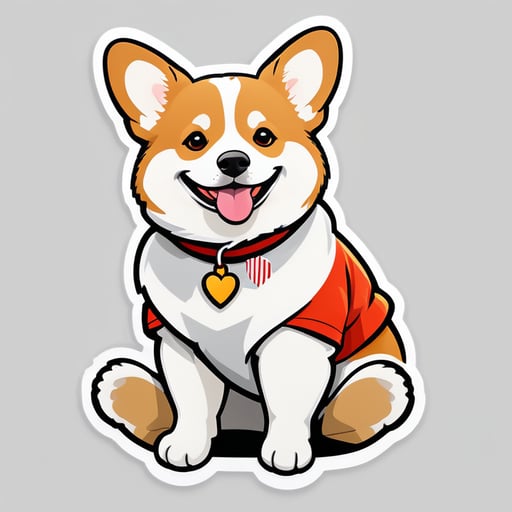 Corgi breed dog sits on a pope, gray socks on the front paws