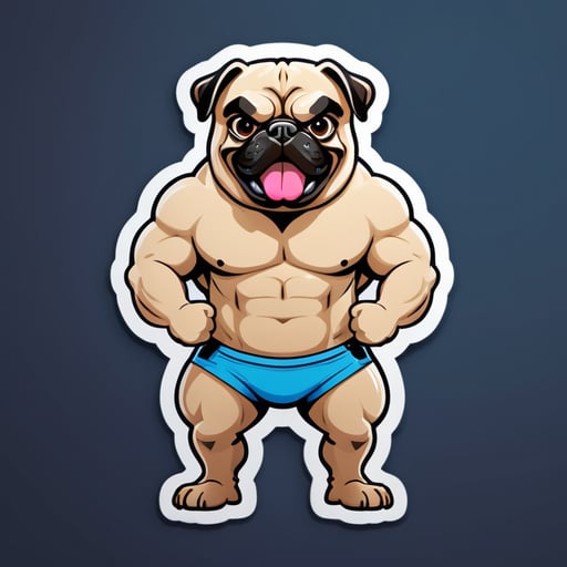 pug with a muscular torso and a large penis