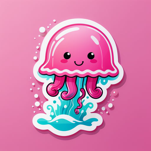 cute pink jellyfish bathes in soap foam