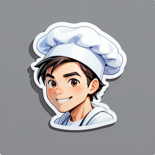 Young man cook in a white cap